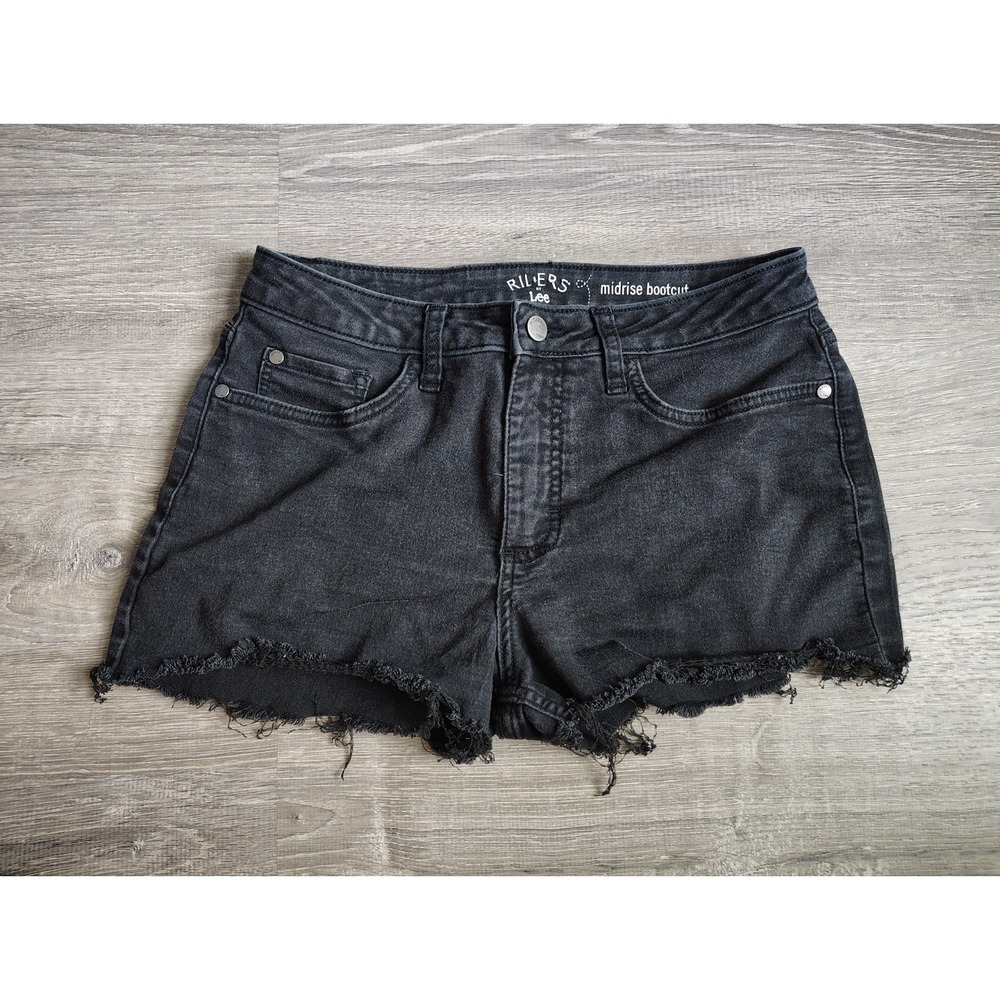 Riders By Lee Womens Size 10P Mid Rise Cutoff Black Denim Jean Shorts